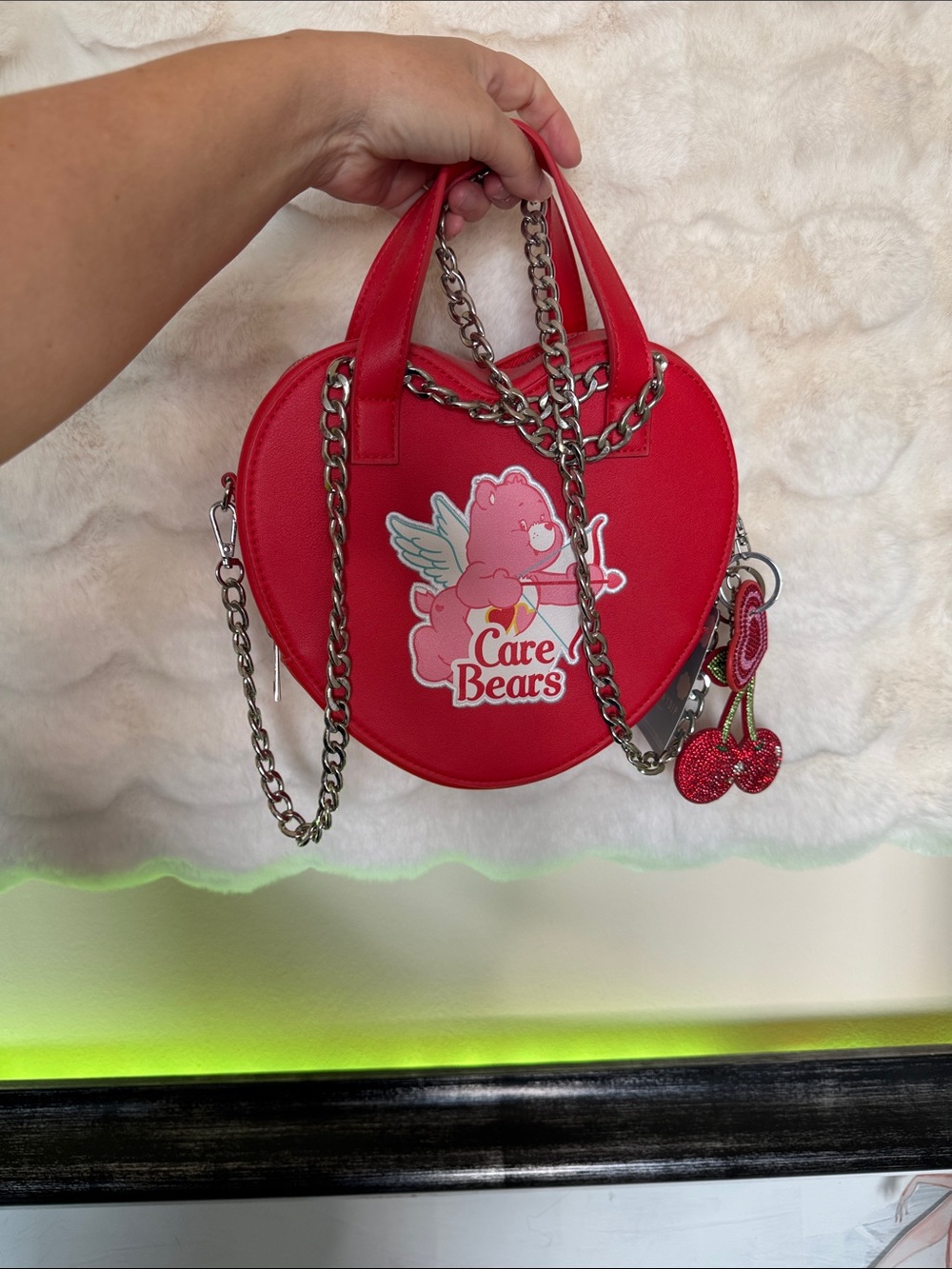 Red Care Bears Heart-Shaped Crossbody Bag